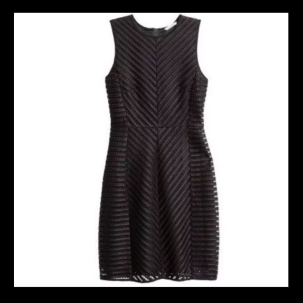 H&M Black Mesh Chevron Textured Dress XS Size 2 - Picture 15 of 15